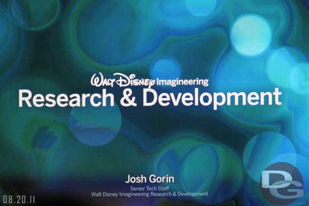 First up Josh Gorin, Senior Tech Staff in Walt Disney Imagineering Research & Development.  Some of the presentation backgrounds did not like to be photographed.