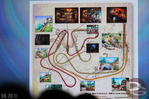 The track layout for the Grizzly Mountain attraction.  Sounds similiar to Everest in the way it backs up at one point.