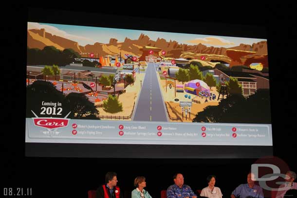 The drawing we have all seen of Cars Land (it is near the Blue Sky Cellar at DCA too)