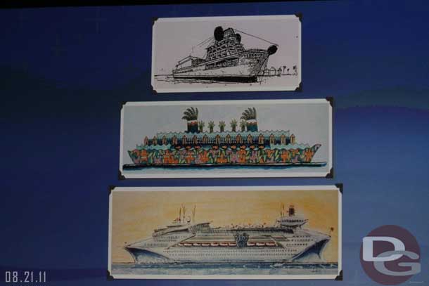 Then a look at the formation of the line.  Some early ship designs.  Luckily they went with the classic oceanliner route (Queen Mary, Titanic, etc..)  They wanted elegance and identified the Disney differences.