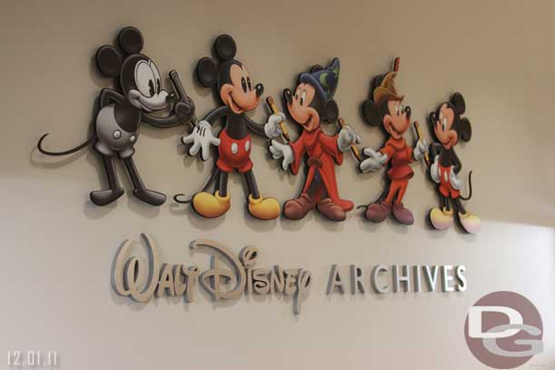 I was invited to a D23 Information event on Thursday afternoon.  The first stop of the day was in the Walt Disney Archives, on the first floor of the Frank G Wells building on the Disney Studio Lot in Burbank.