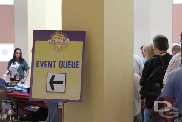 A sign to help you out, even though everyone seemed to figure it out.  One thing D23 members do naturally is line up!