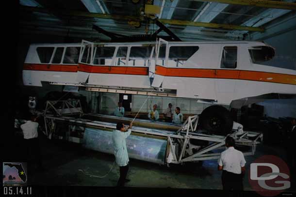 A monorail being assembled.