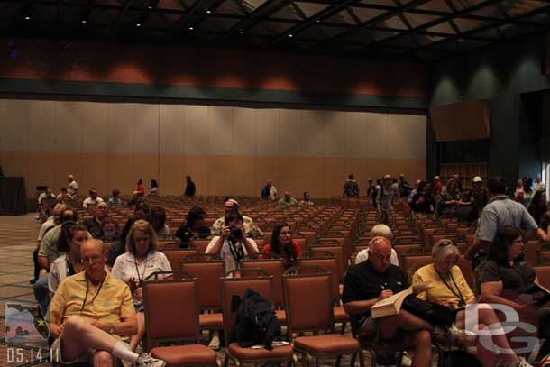 D23 members and guests filling up the room after the lunch break.