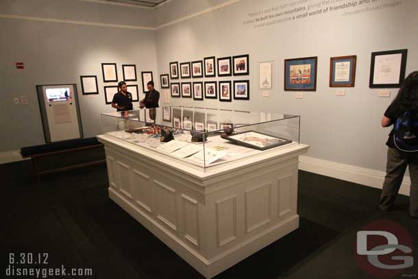 The other side of the room features mostly items from the Reagan Library collections.