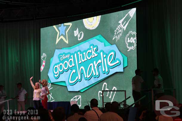 Some of the Good Luck Charlie cast on stage.