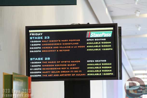 There were also some LCD screens with info on the StagePass and availability.