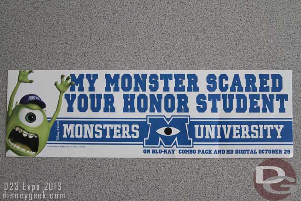 A fun Monsters bumper sticker.