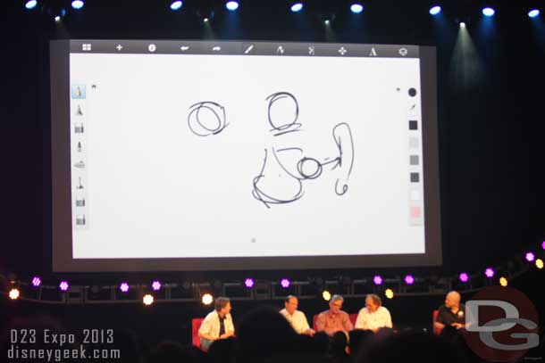 Throughout the presentation George was drawing and they would randomly go to his drawings.