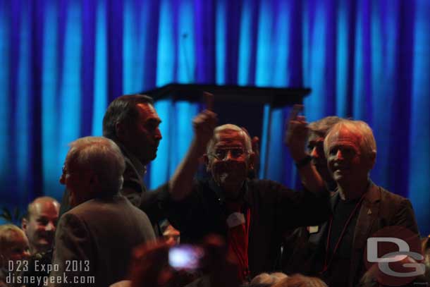 They recognized the legends in attendance.  Bob Gurr in the middle hamming it up for the crowd.