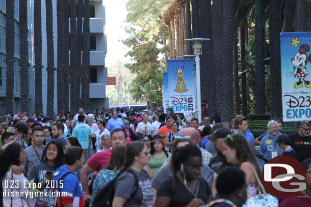 That peaceful walkway yesterday today is filled with guests in line to get in.