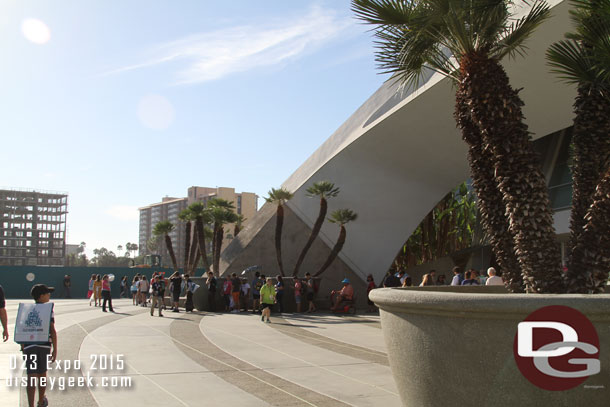 I walked to the convention center.  This was 8:19am, so about 25min.  It was about a mile from my car to the front door and took about 30 minutes including waiting for the lights, etc..

This was the end of the D23 Members line.