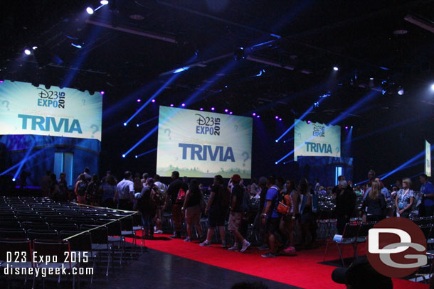 Waiting for the Parks and Resorts presentation to begin as the Hall D23 is filled with 7500 guests.
