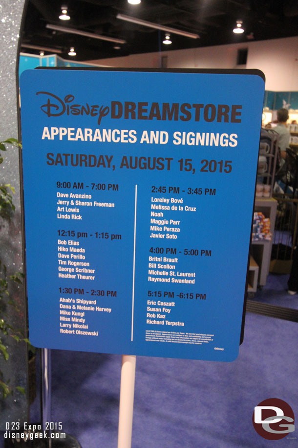 A schedule for the Dream Store