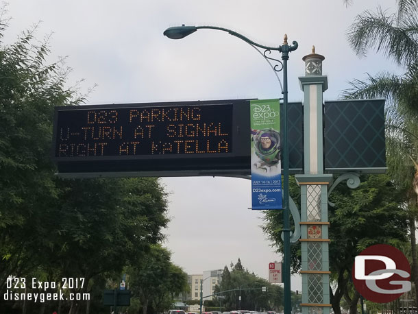 On my way to the D23 Expo 2017 to kick off Day 1.  It was just before 8am and they were directing arriving cars toward the Honda Center to park.