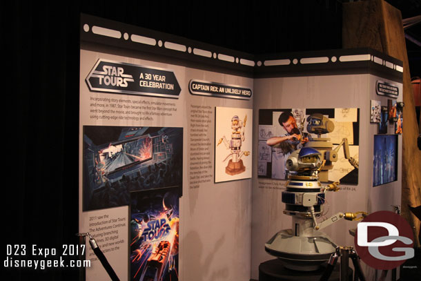 A small display featuring Rex to mark 30 years of Star Tours.