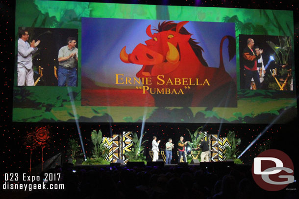 Ernie Sabella the voice of Pumbaa was brought  out next.