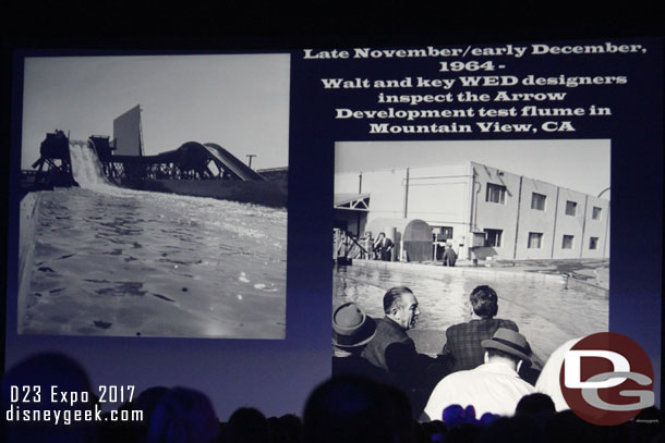 Walt on a test run of the Pirates flume/ride system.