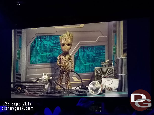 Baby Groot appeared to talk about his attractions and of course said a lot...