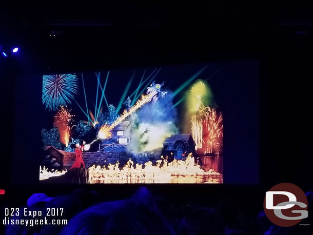 They spoke about the new Fantasmic at Disneyland that was to open on Monday and as a surprise for D23 guests everyone in the hall would get a FastPass to one of four preview shows (you have to provide your own park entrance ticket).