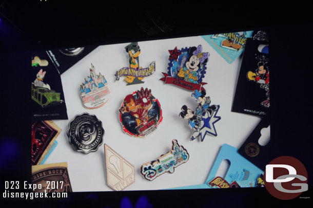 And announced on the way out we all would get a mystery pin from one of the parks around the world.  Here is the full set.   I was disappointed to get the one pin in the set I own.. the Tokyo DisneySea one I bought last November when I was there!