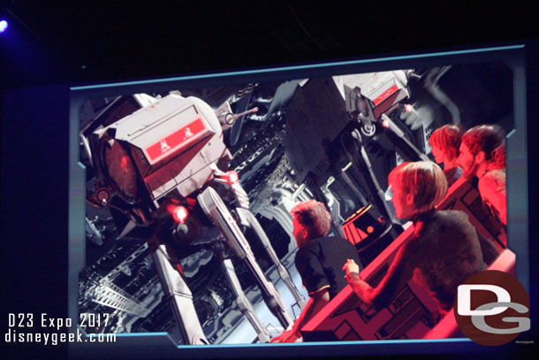 Concept art of the AT-AT scene in the Battle Escape attraction.