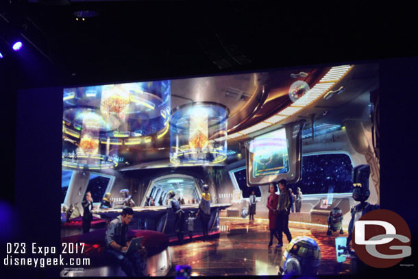 Concept art inside the new hotel. It would be a multi day experience where you would be part of the Star Wars universe.