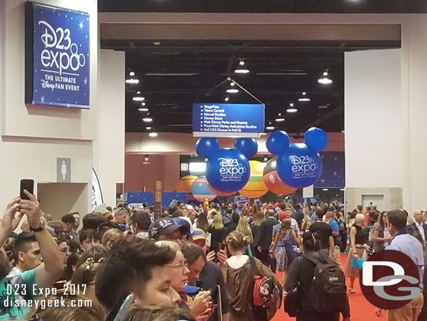 The Street Party making its way through the center of the Anaheim Convention Center.  The balloons mark the start of the procession.