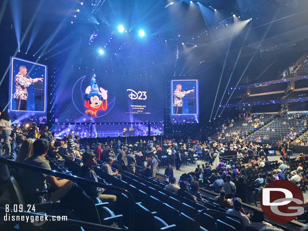 6:05pm - Seated and ready for the Disney Entertainment Showcase at the Honda Center.  I had a seat in the corner of the 200's level.