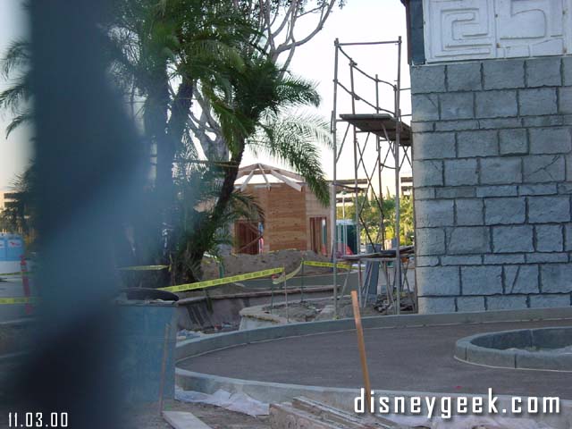 Here you can catch a glimpse of a new kiosk looking building going in between the Rain Forest and the ESPN zone.