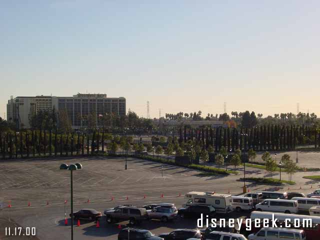 View out over the Downtown Disney Parking lots from the Parking Structure. You can see they have just about finished all the lanDSCaping for the near lots.