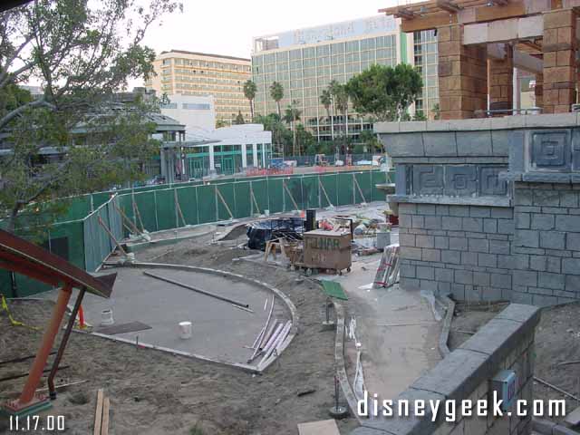 Work continues on the walkways around the Rain Forest Cafe.