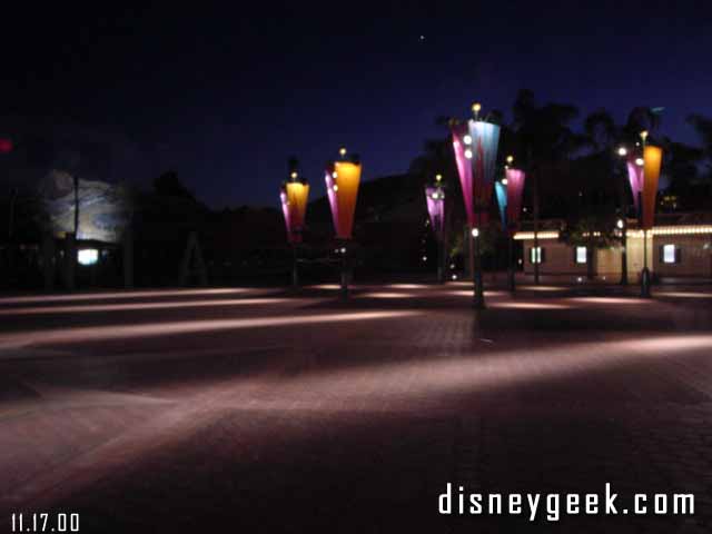 The DCA entrance at night. 