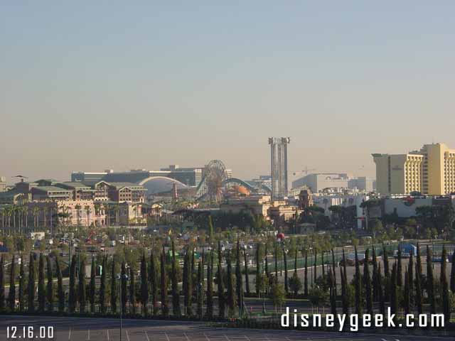 Looking towards Downtown Disney and DCA from atop the parking structure.
