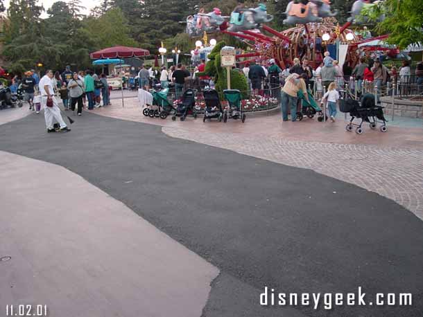 The walkways are all open in Fantasyland. The new work looks great, but the temporary area where it all comes together is interesting... 