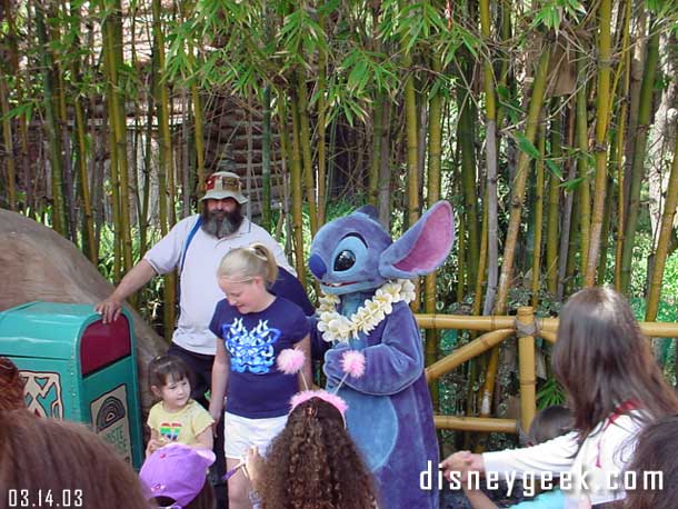 Stitch in Adventureland, first time we have seen him in the park I think...