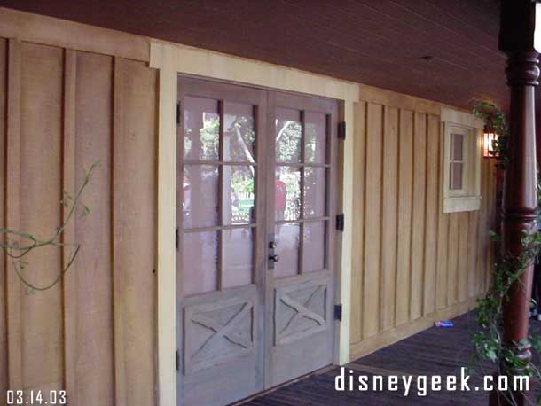 The outside of the shops, where the arcade used to be has a newly redone wall up.