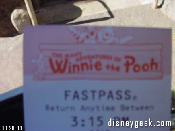 The fastpass for Pooh