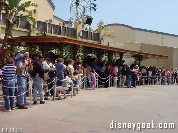 The line for Playhouse Disney mid afternoon