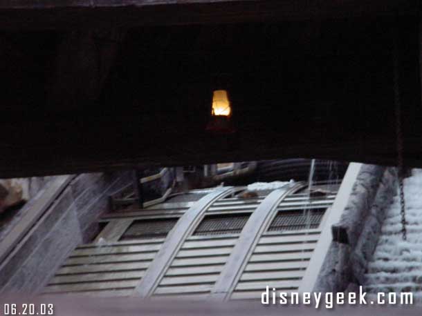 Now some shots of the drained flume.  Here is an attempt to look up toward the device that spins the raft at the final drop.