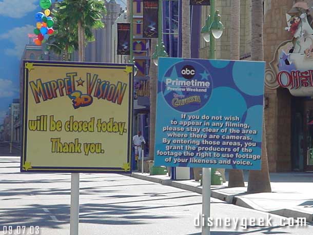 Muppet Vision was down to make room for the Wayne Brady show... which was a major issue with me due to the fact that no tickets were available at the park, yet they advertised the show... more in the geekspeaks on this