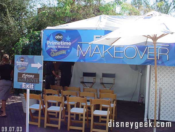 A booth set up for extreme makeover auditions..