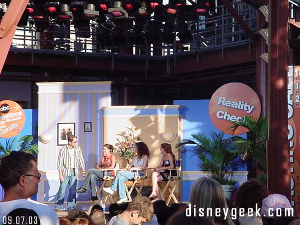 A quick shot of the reality show, called Reality Check, out on the backlot stage.