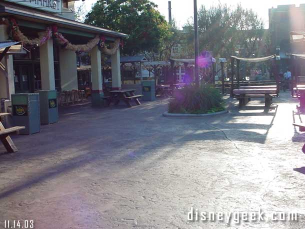 An empty seating area out in the farm