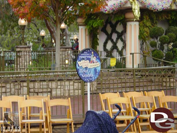 Across from Small World they had an area roped off for tour groups to sit and watch the parade