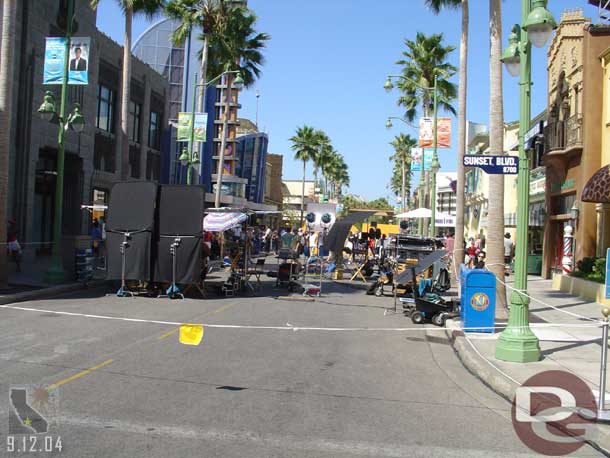 The center area of the street was blocked off for a commercial shoot