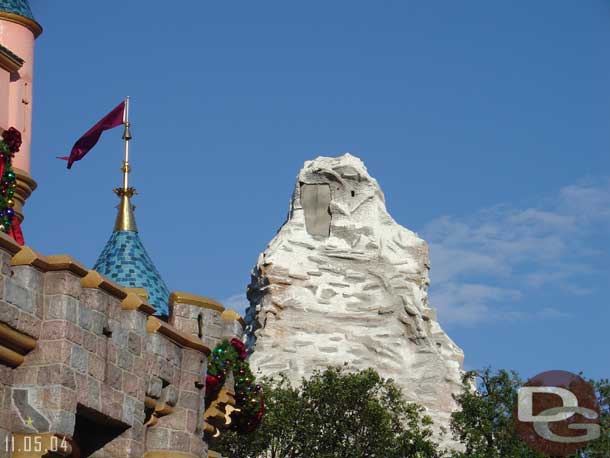 Forgot to mention this last week, but notice the hole covered by a tarp near the peak of Matterhorn..