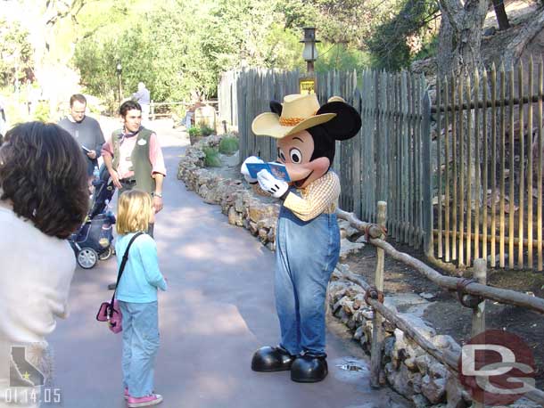 Farmer Mickey hanging out on the Big Thunder Trail