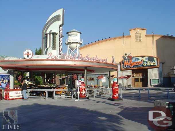 Out in the backlot some giant coke bottles