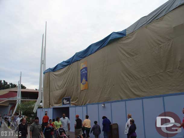 Star Trader is covered, notice it now has a Space Mountain type sign in front (then Space Mountains is in the back left of the shot).